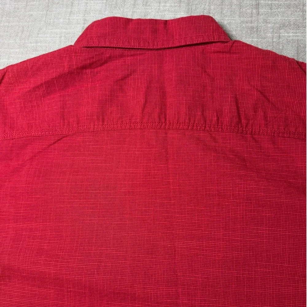 GH Bass & Co Mens Red‎ Short Sleeve Button Down Shirt Large 5277003 Crosshatch